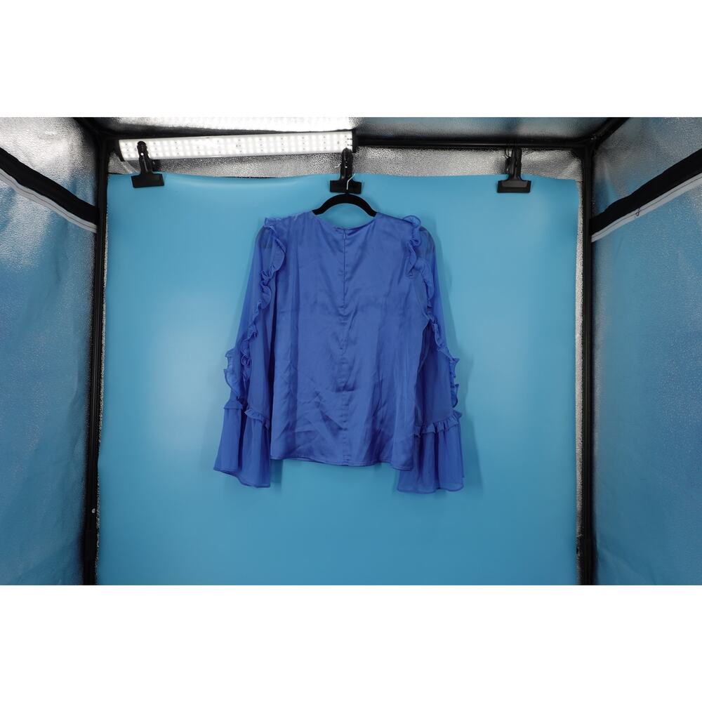 French Connection Blue Ruffle Top Size M - Picture 8 of 8